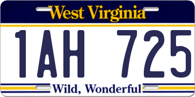 WV license plate 1AH725