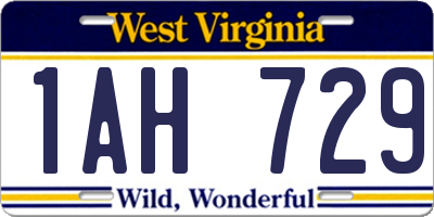 WV license plate 1AH729