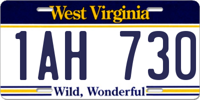 WV license plate 1AH730