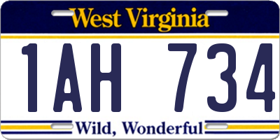 WV license plate 1AH734