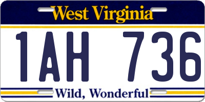 WV license plate 1AH736