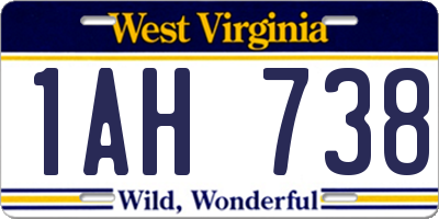 WV license plate 1AH738
