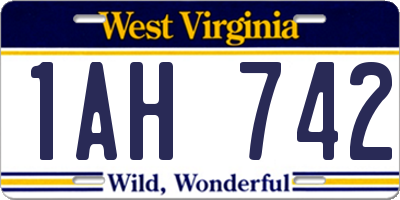 WV license plate 1AH742