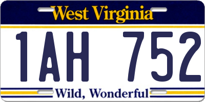 WV license plate 1AH752