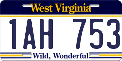 WV license plate 1AH753