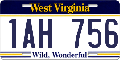 WV license plate 1AH756