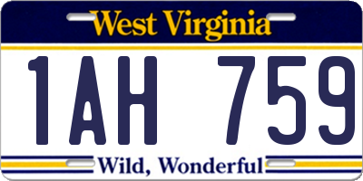 WV license plate 1AH759