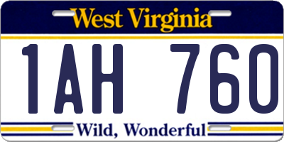 WV license plate 1AH760