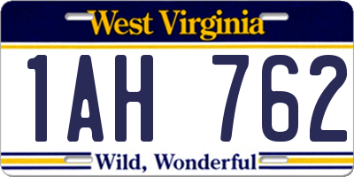 WV license plate 1AH762