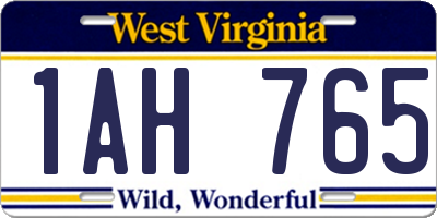 WV license plate 1AH765