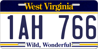 WV license plate 1AH766