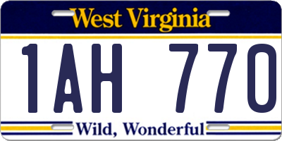 WV license plate 1AH770