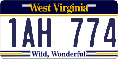 WV license plate 1AH774