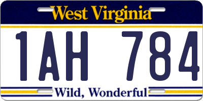 WV license plate 1AH784