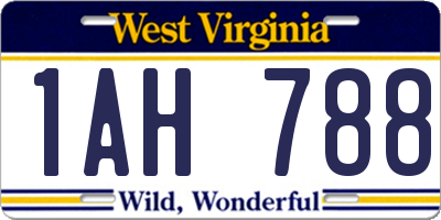 WV license plate 1AH788