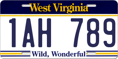 WV license plate 1AH789