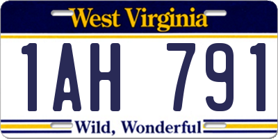 WV license plate 1AH791