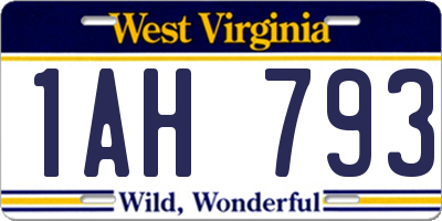 WV license plate 1AH793