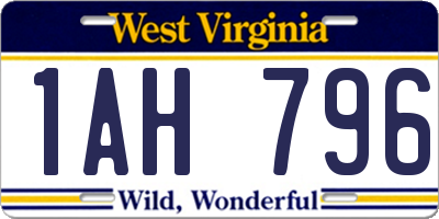 WV license plate 1AH796