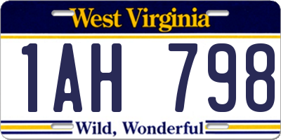 WV license plate 1AH798