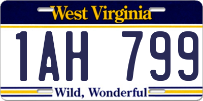 WV license plate 1AH799