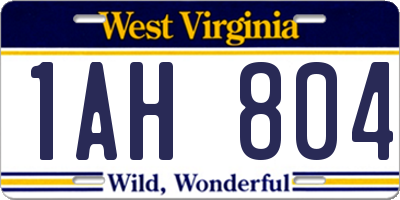 WV license plate 1AH804