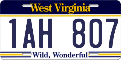 WV license plate 1AH807