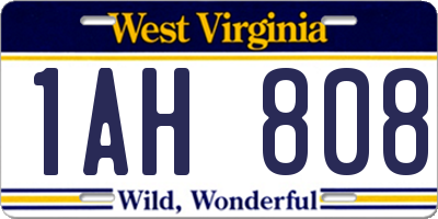 WV license plate 1AH808