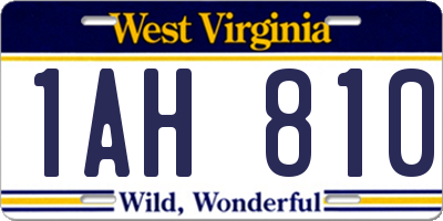 WV license plate 1AH810