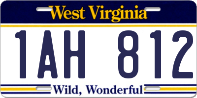 WV license plate 1AH812