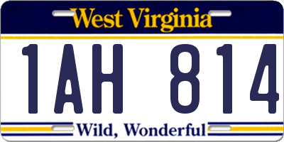 WV license plate 1AH814