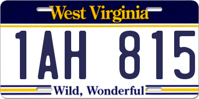 WV license plate 1AH815