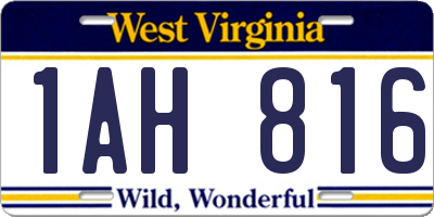 WV license plate 1AH816