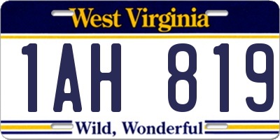 WV license plate 1AH819