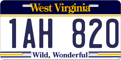 WV license plate 1AH820