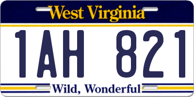 WV license plate 1AH821