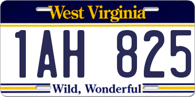 WV license plate 1AH825