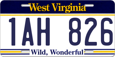 WV license plate 1AH826