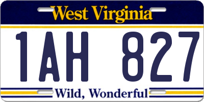 WV license plate 1AH827