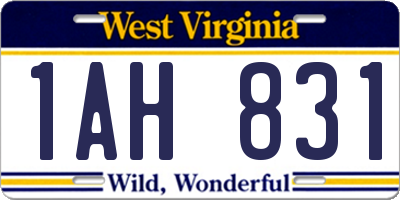 WV license plate 1AH831