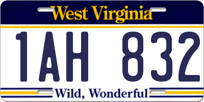 WV license plate 1AH832