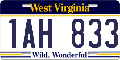 WV license plate 1AH833