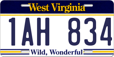 WV license plate 1AH834