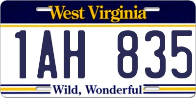 WV license plate 1AH835