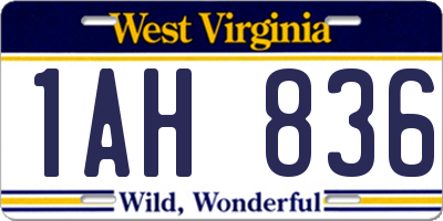 WV license plate 1AH836