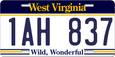 WV license plate 1AH837