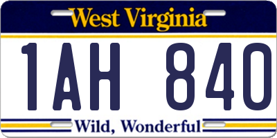 WV license plate 1AH840