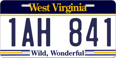 WV license plate 1AH841