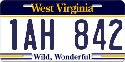 WV license plate 1AH842