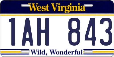 WV license plate 1AH843